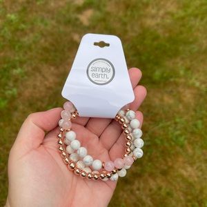 Simply Earth Rose Quartz and Howlite Lava Bead Diffuser Bracelet Set